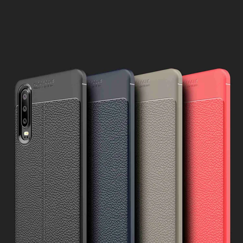 Cadorabo Hülle kompatibel mit Huawei P30 Schutzhülle aus TPU Silikon mit edler Kunstleder-Applikation