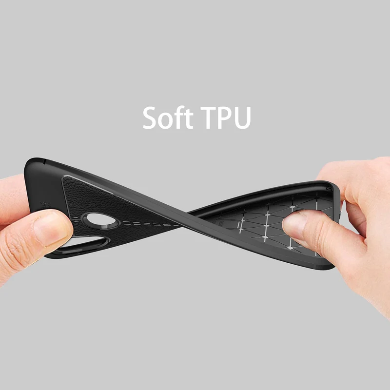 Cadorabo Hülle kompatibel mit Huawei P20 LITE 2018 / NOVA 3E Schutzhülle aus TPU Silikon mit edler Kunstleder-Applikation