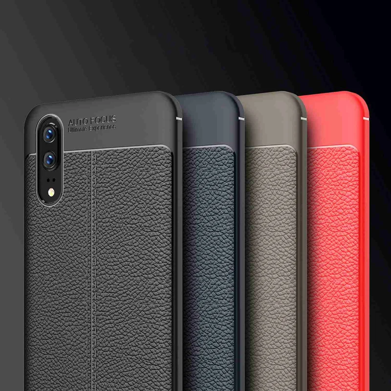 Cadorabo Hülle kompatibel mit Huawei P20 Schutzhülle aus TPU Silikon mit edler Kunstleder-Applikation
