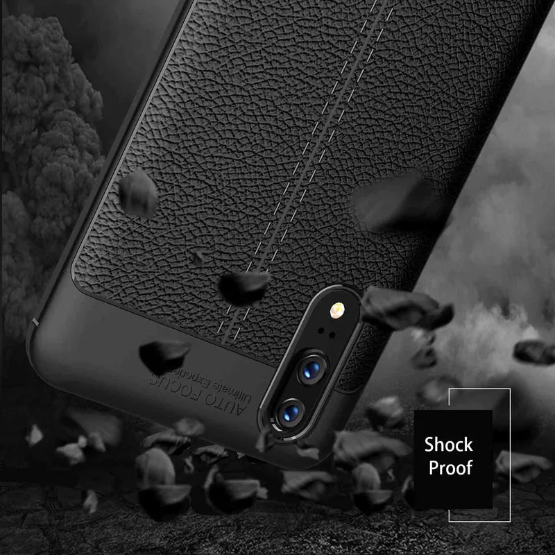Cadorabo Hülle kompatibel mit Huawei P20 Schutzhülle aus TPU Silikon mit edler Kunstleder-Applikation