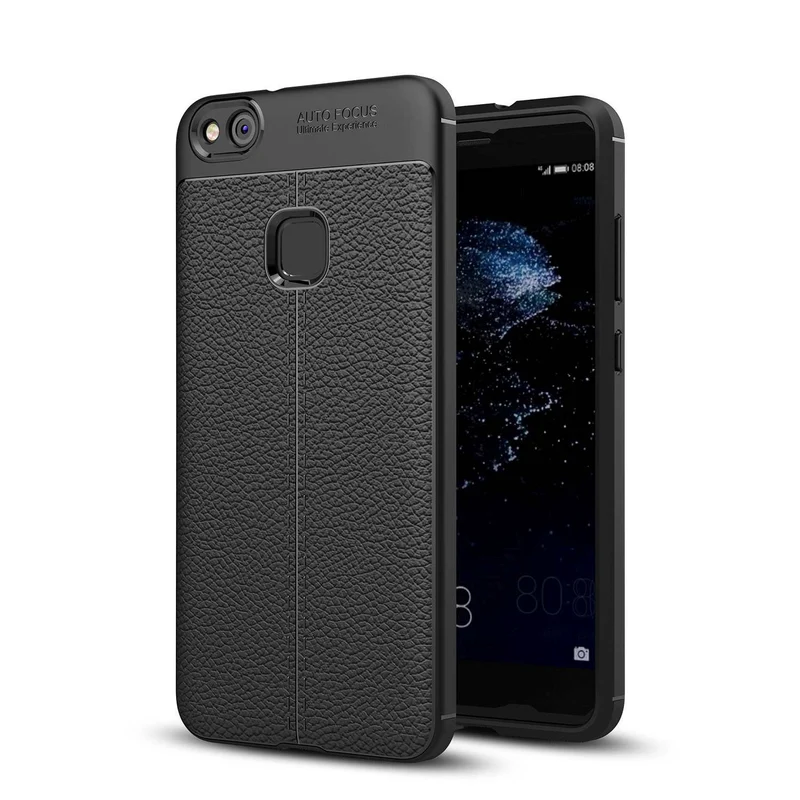 Cadorabo Hülle kompatibel mit Huawei P10 LITE Schutzhülle aus TPU Silikon mit edler Kunstleder-Applikation