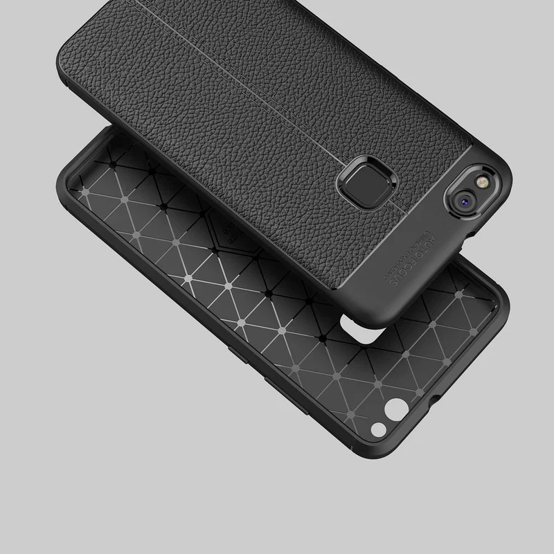 Cadorabo Hülle kompatibel mit Huawei P10 LITE Schutzhülle aus TPU Silikon mit edler Kunstleder-Applikation
