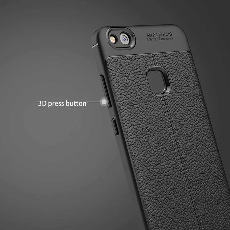 Cadorabo Hülle kompatibel mit Huawei P10 LITE Schutzhülle aus TPU Silikon mit edler Kunstleder-Applikation