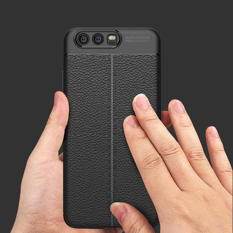 Cadorabo Hülle kompatibel mit Huawei P10 Schutzhülle aus TPU Silikon mit edler Kunstleder-Applikation