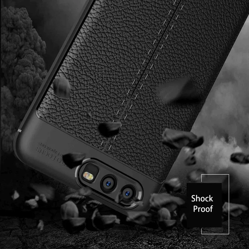 Cadorabo Hülle kompatibel mit Huawei P10 Schutzhülle aus TPU Silikon mit edler Kunstleder-Applikation