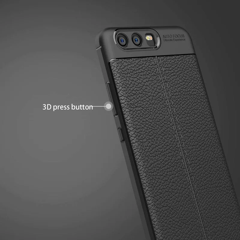 Cadorabo Hülle kompatibel mit Huawei P10 Schutzhülle aus TPU Silikon mit edler Kunstleder-Applikation