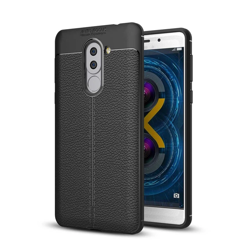 Cadorabo Hülle kompatibel mit Huawei MATE 9 LITE / GR5 2017 / Honor 6X Schutzhülle aus TPU Silikon mit edler Kunstleder-Applikation