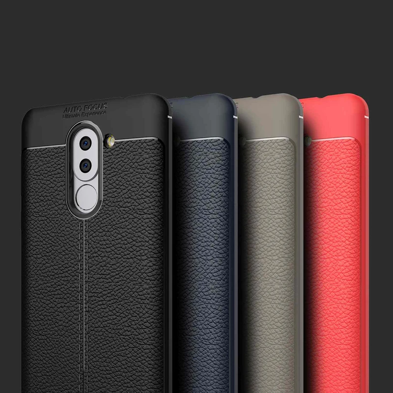 Cadorabo Hülle kompatibel mit Huawei MATE 9 LITE / GR5 2017 / Honor 6X Schutzhülle aus TPU Silikon mit edler Kunstleder-Applikation