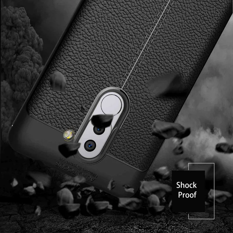 Cadorabo Hülle kompatibel mit Huawei MATE 9 LITE / GR5 2017 / Honor 6X Schutzhülle aus TPU Silikon mit edler Kunstleder-Applikation