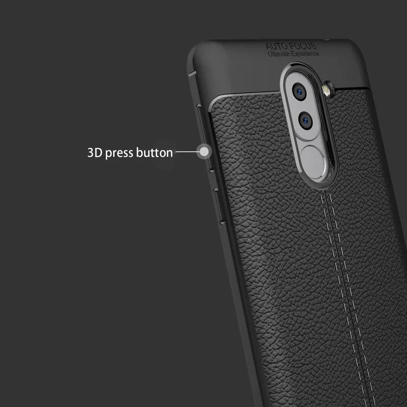 Cadorabo Hülle kompatibel mit Huawei MATE 9 LITE / GR5 2017 / Honor 6X Schutzhülle aus TPU Silikon mit edler Kunstleder-Applikation
