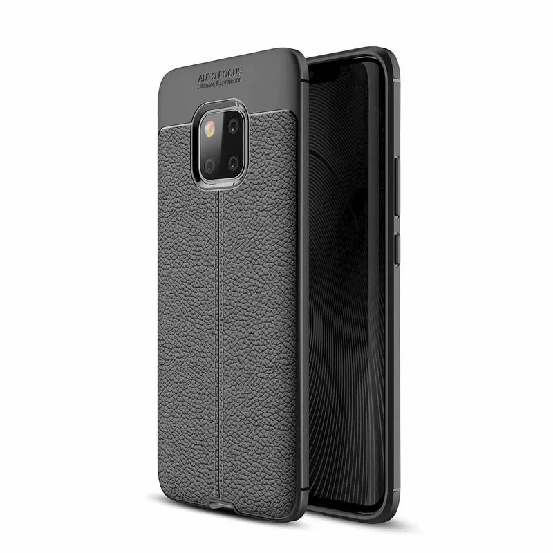 Cadorabo Hülle kompatibel mit Huawei MATE 20 PRO Schutzhülle aus TPU Silikon mit edler Kunstleder-Applikation