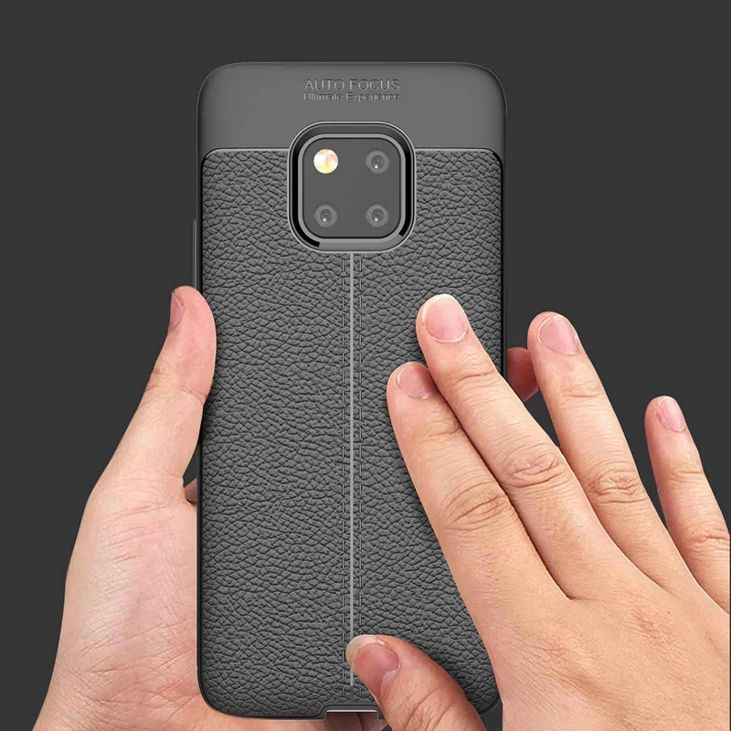 Cadorabo Hülle kompatibel mit Huawei MATE 20 PRO Schutzhülle aus TPU Silikon mit edler Kunstleder-Applikation