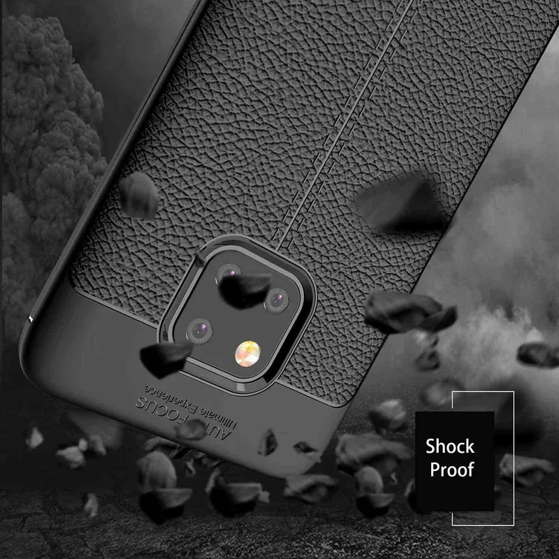 Cadorabo Hülle kompatibel mit Huawei MATE 20 PRO Schutzhülle aus TPU Silikon mit edler Kunstleder-Applikation