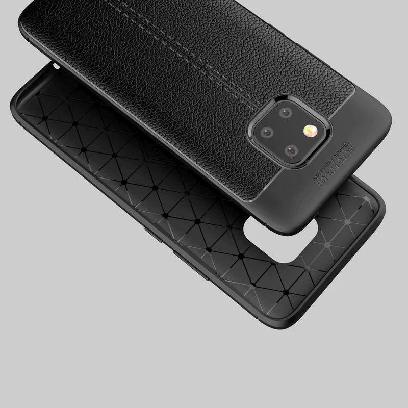 Cadorabo Hülle kompatibel mit Huawei MATE 20 PRO Schutzhülle aus TPU Silikon mit edler Kunstleder-Applikation