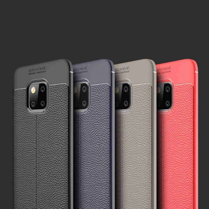 Cadorabo Hülle kompatibel mit Huawei MATE 20 PRO Schutzhülle aus TPU Silikon mit edler Kunstleder-Applikation