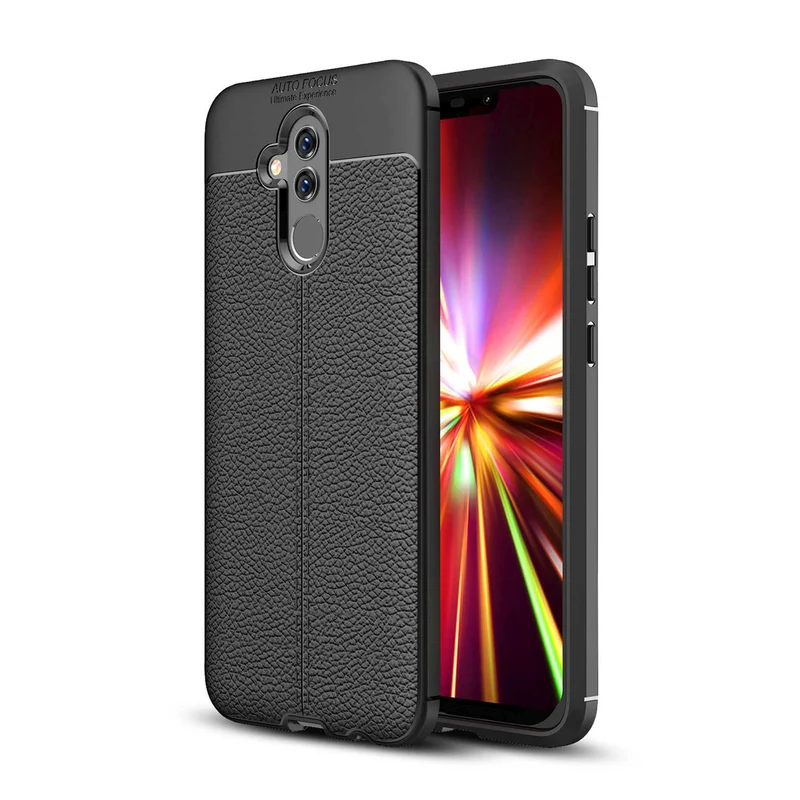 Cadorabo Hülle kompatibel mit Huawei MATE 20 LITE Schutzhülle aus TPU Silikon mit edler Kunstleder-Applikation