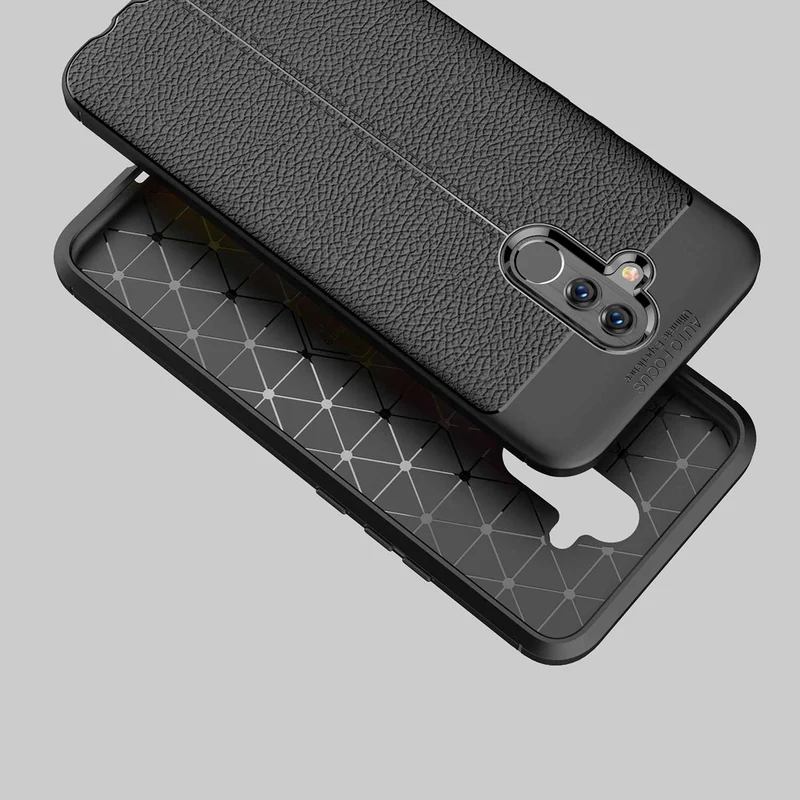 Cadorabo Hülle kompatibel mit Huawei MATE 20 LITE Schutzhülle aus TPU Silikon mit edler Kunstleder-Applikation