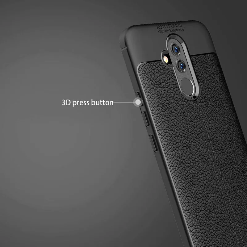 Cadorabo Hülle kompatibel mit Huawei MATE 20 LITE Schutzhülle aus TPU Silikon mit edler Kunstleder-Applikation