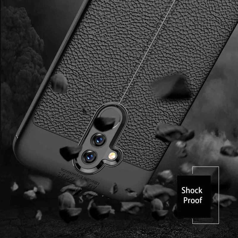 Cadorabo Hülle kompatibel mit Huawei MATE 20 LITE Schutzhülle aus TPU Silikon mit edler Kunstleder-Applikation