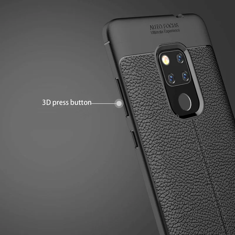 Cadorabo Hülle kompatibel mit Huawei MATE 20 Schutzhülle aus TPU Silikon mit edler Kunstleder-Applikation