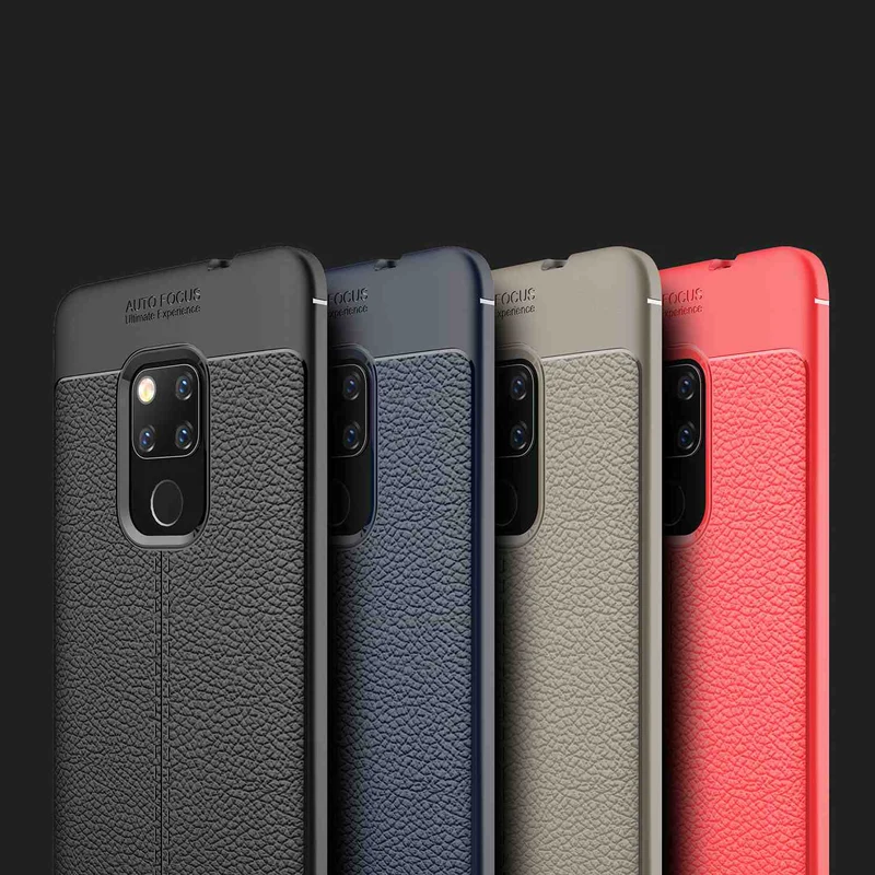 Cadorabo Hülle kompatibel mit Huawei MATE 20 Schutzhülle aus TPU Silikon mit edler Kunstleder-Applikation