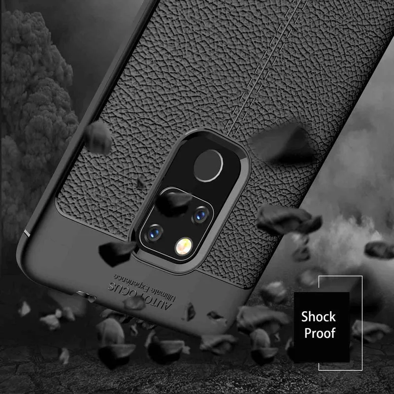 Cadorabo Hülle kompatibel mit Huawei MATE 20 Schutzhülle aus TPU Silikon mit edler Kunstleder-Applikation