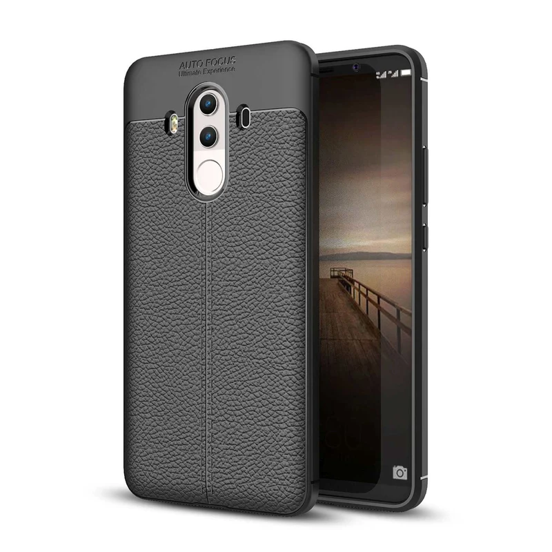 Cadorabo Hülle kompatibel mit Huawei MATE 10 PRO Schutzhülle aus TPU Silikon mit edler Kunstleder-Applikation