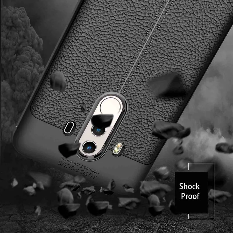 Cadorabo Hülle kompatibel mit Huawei MATE 10 PRO Schutzhülle aus TPU Silikon mit edler Kunstleder-Applikation