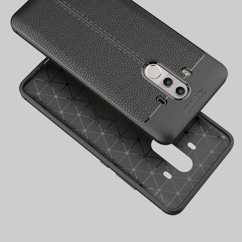 Cadorabo Hülle kompatibel mit Huawei MATE 10 PRO Schutzhülle aus TPU Silikon mit edler Kunstleder-Applikation