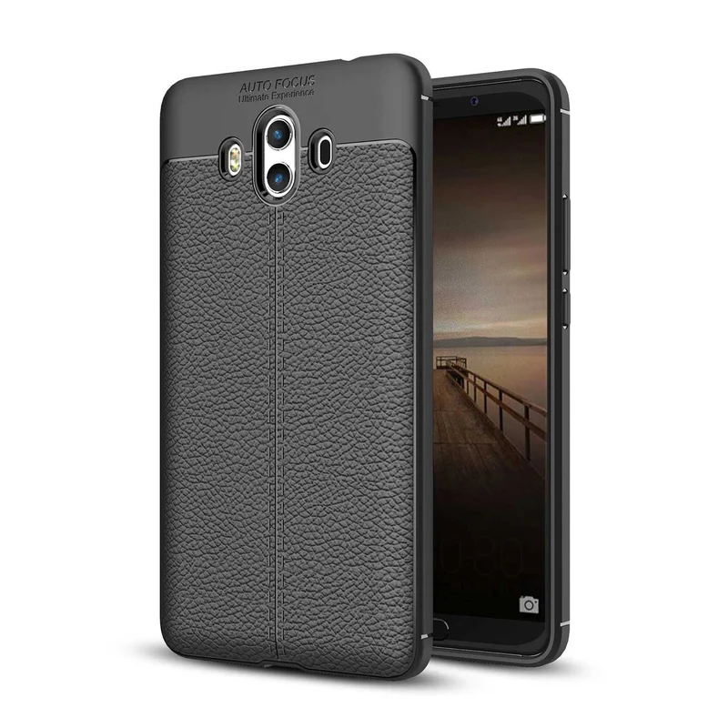 Cadorabo Hülle kompatibel mit Huawei MATE 10 / NOVA 2i Schutzhülle aus TPU Silikon mit edler Kunstleder-Applikation