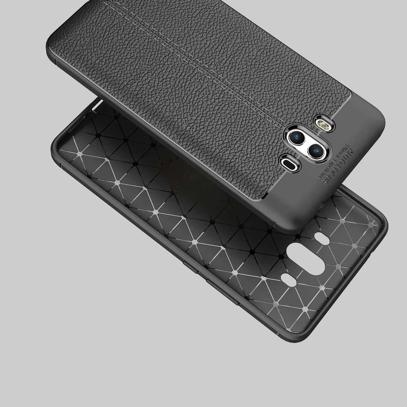 Cadorabo Hülle kompatibel mit Huawei MATE 10 / NOVA 2i Schutzhülle aus TPU Silikon mit edler Kunstleder-Applikation