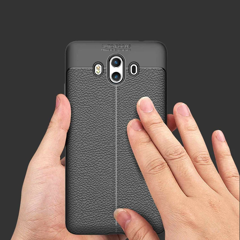 Cadorabo Hülle kompatibel mit Huawei MATE 10 / NOVA 2i Schutzhülle aus TPU Silikon mit edler Kunstleder-Applikation