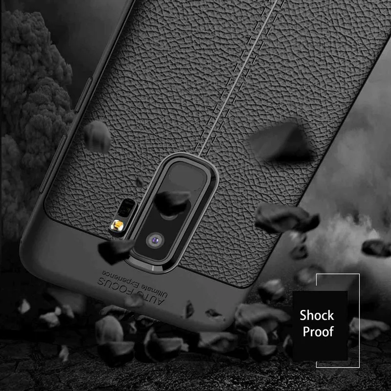 Cadorabo Hülle kompatibel mit Samsung Galaxy S9 PLUS Schutzhülle aus TPU Silikon mit edler Kunstleder-Applikation