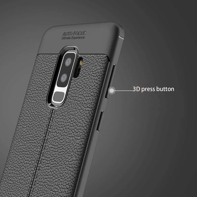 Cadorabo Hülle kompatibel mit Samsung Galaxy S9 PLUS Schutzhülle aus TPU Silikon mit edler Kunstleder-Applikation
