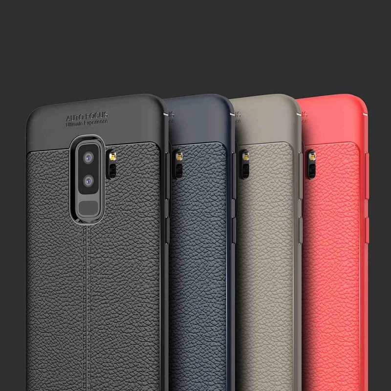 Cadorabo Hülle kompatibel mit Samsung Galaxy S9 PLUS Schutzhülle aus TPU Silikon mit edler Kunstleder-Applikation
