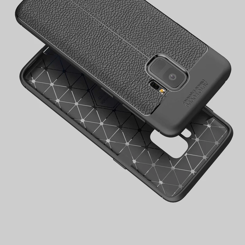 Cadorabo Hülle kompatibel mit Samsung Galaxy S9 Schutzhülle aus TPU Silikon mit edler Kunstleder-Applikation