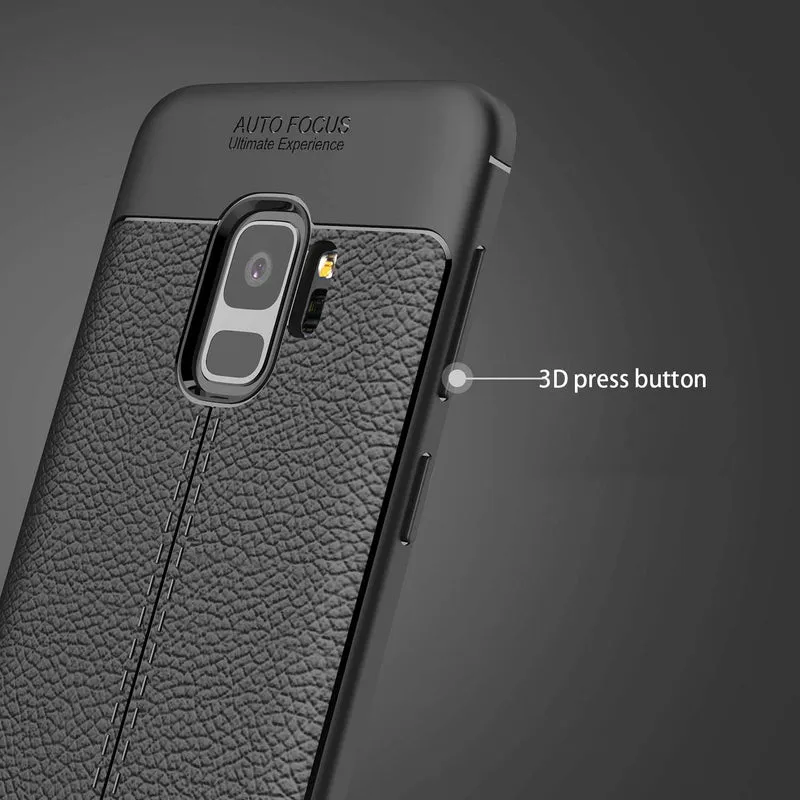 Cadorabo Hülle kompatibel mit Samsung Galaxy S9 Schutzhülle aus TPU Silikon mit edler Kunstleder-Applikation