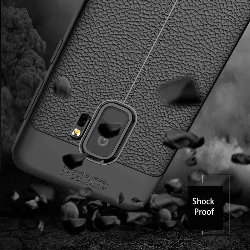 Cadorabo Hülle kompatibel mit Samsung Galaxy S9 Schutzhülle aus TPU Silikon mit edler Kunstleder-Applikation