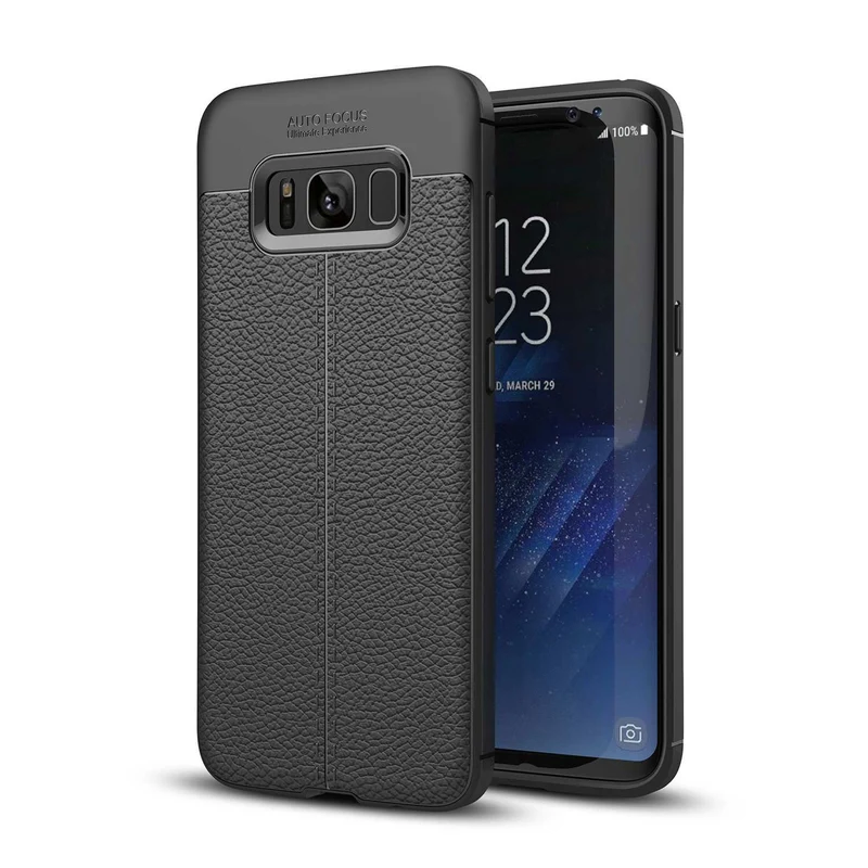 Cadorabo Hülle kompatibel mit Samsung Galaxy S8 PLUS Schutzhülle aus TPU Silikon mit edler Kunstleder-Applikation