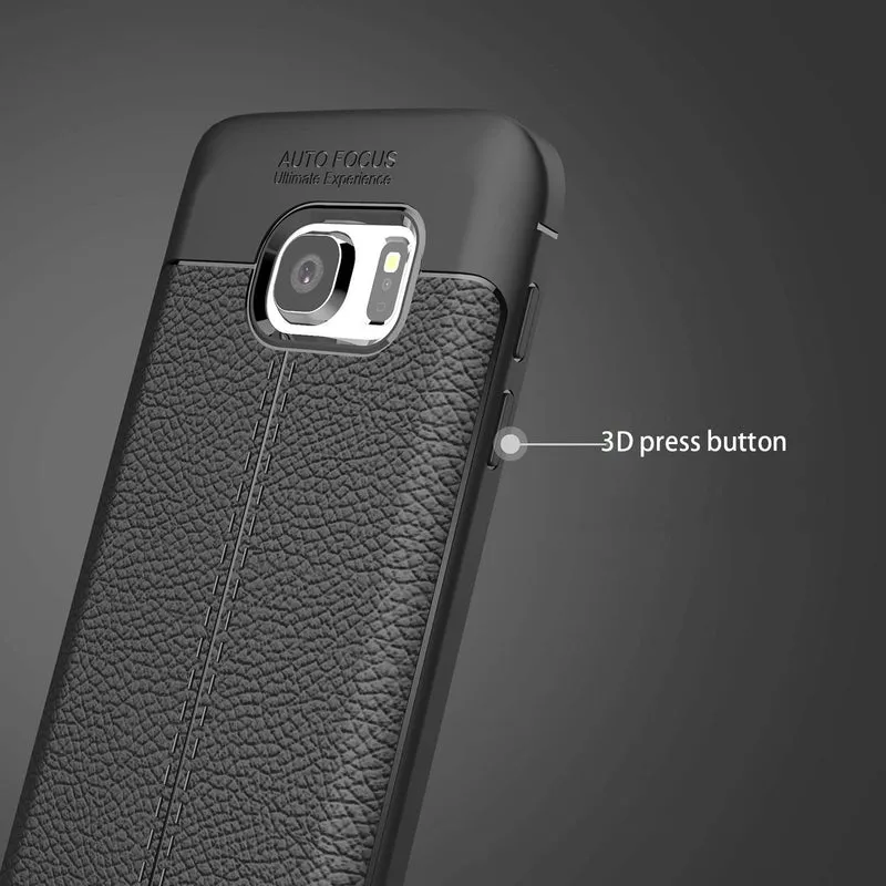 Cadorabo Hülle kompatibel mit Samsung Galaxy S7 Schutzhülle aus TPU Silikon mit edler Kunstleder-Applikation