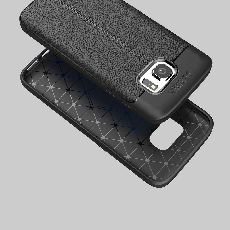 Cadorabo Hülle kompatibel mit Samsung Galaxy S7 Schutzhülle aus TPU Silikon mit edler Kunstleder-Applikation