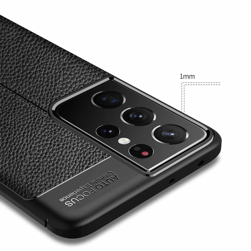 Cadorabo Hülle kompatibel mit Samsung Galaxy S21 ULTRA Schutzhülle aus TPU Silikon mit edler Kunstleder-Applikation