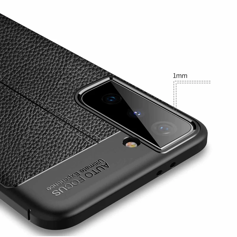 Cadorabo Hülle kompatibel mit Samsung Galaxy S21 5G Schutzhülle aus TPU Silikon mit edler Kunstleder-Applikation
