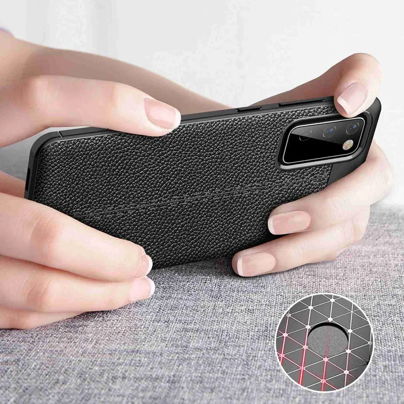 Cadorabo Hülle kompatibel mit Samsung Galaxy S20 FE Schutzhülle aus TPU Silikon mit edler Kunstleder-Applikation