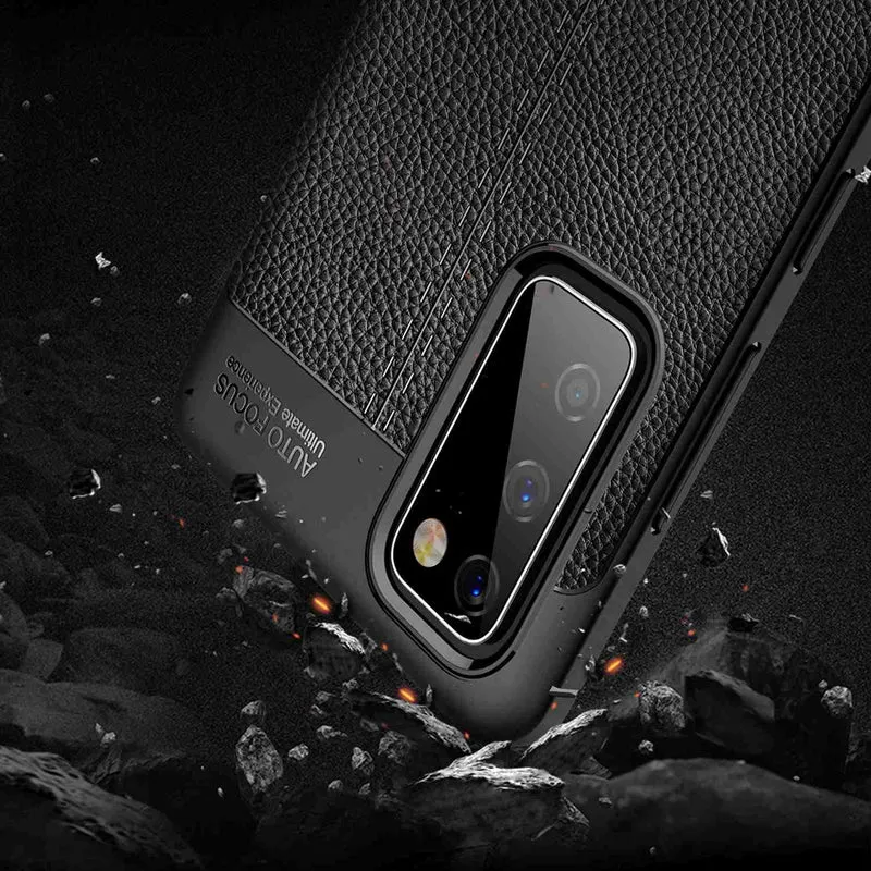 Cadorabo Hülle kompatibel mit Samsung Galaxy S20 FE Schutzhülle aus TPU Silikon mit edler Kunstleder-Applikation