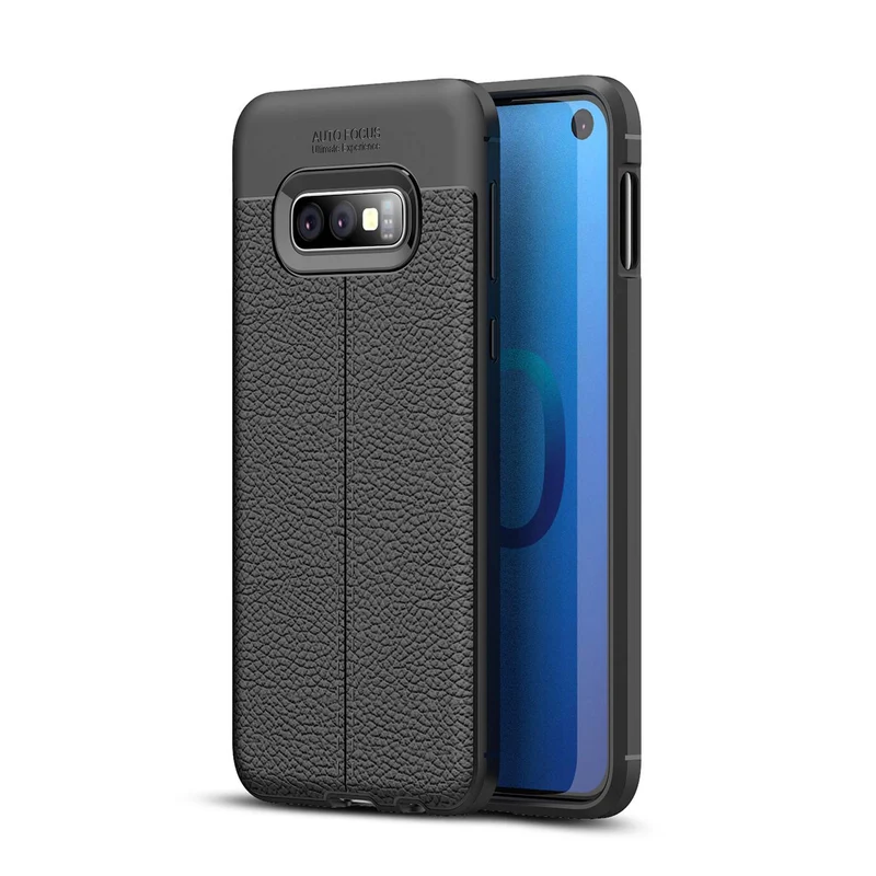 Cadorabo Hülle kompatibel mit Samsung Galaxy S10e Schutzhülle aus TPU Silikon mit edler Kunstleder-Applikation
