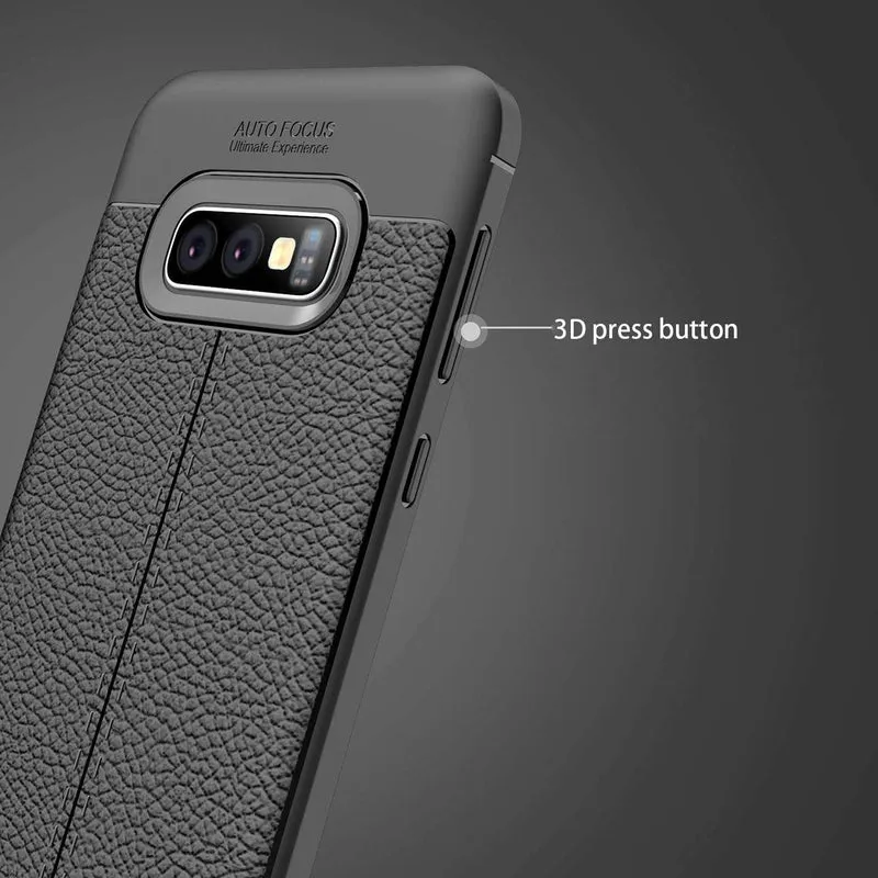 Cadorabo Hülle kompatibel mit Samsung Galaxy S10e Schutzhülle aus TPU Silikon mit edler Kunstleder-Applikation