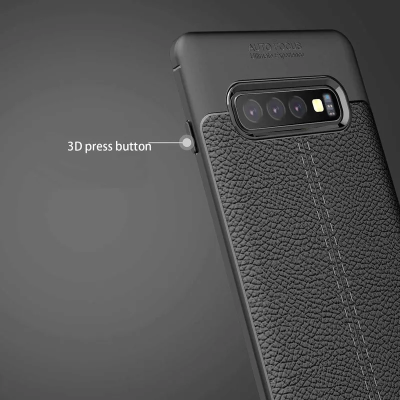 Cadorabo Hülle kompatibel mit Samsung Galaxy S10 PLUS Schutzhülle aus TPU Silikon mit edler Kunstleder-Applikation