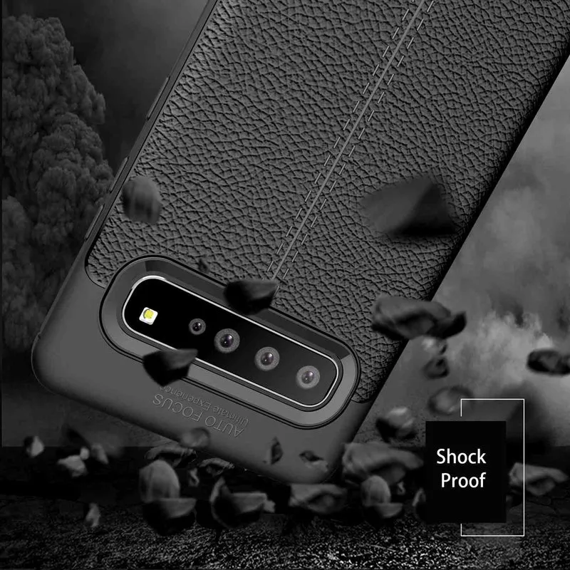 Cadorabo Hülle kompatibel mit Samsung Galaxy S10 5G Schutzhülle aus TPU Silikon mit edler Kunstleder-Applikation