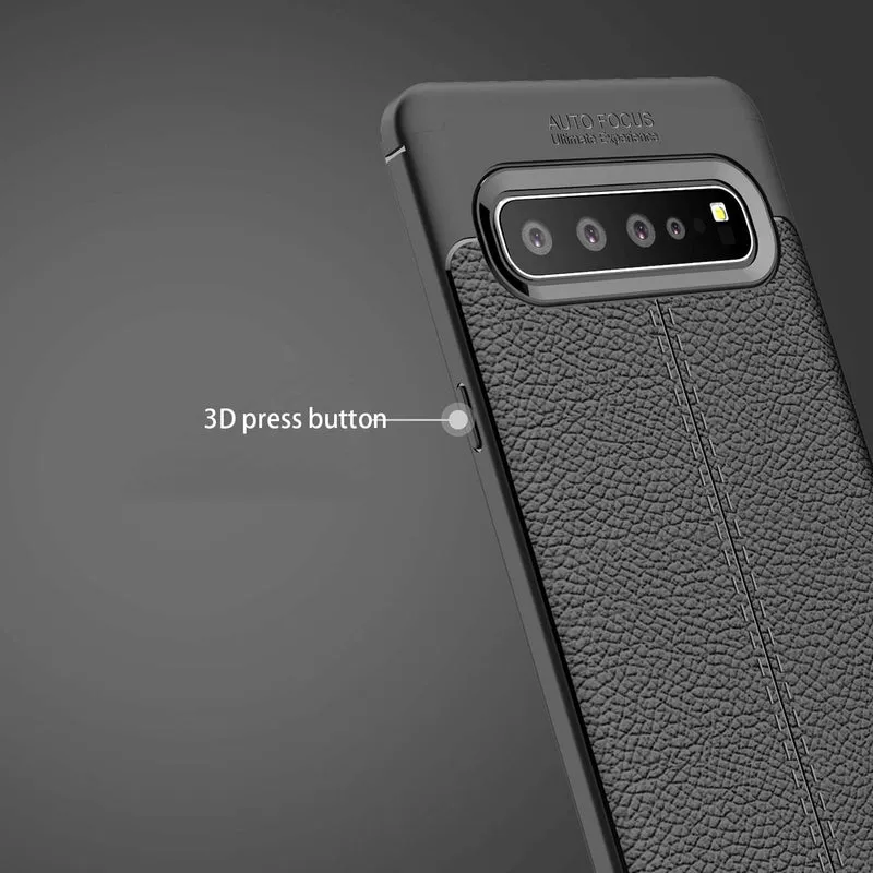 Cadorabo Hülle kompatibel mit Samsung Galaxy S10 5G Schutzhülle aus TPU Silikon mit edler Kunstleder-Applikation